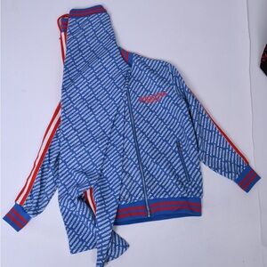 Blue and Red Zip-Up Tracksuit